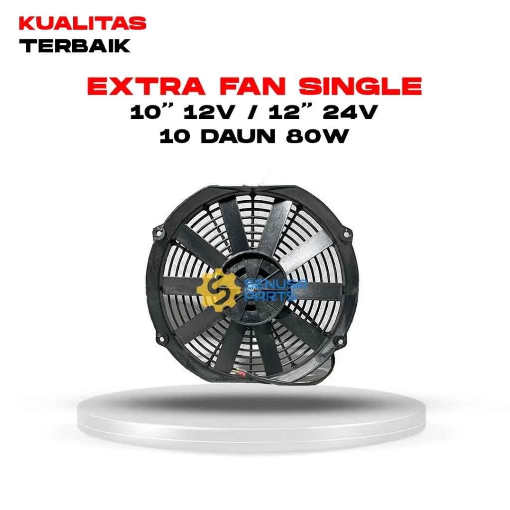 Extra Fan Cooling Fan AC Mobil Universal 10 Daun 8W 12” 12V, 12" 24V, 10'' 12V - Original NIS