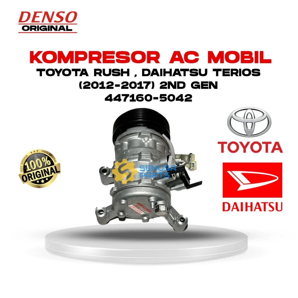 Kompresor AC Mobil Veloz Rush Terios + Magnet clutch (2012-2017 2nd Gen) Original Denso 447160-5042