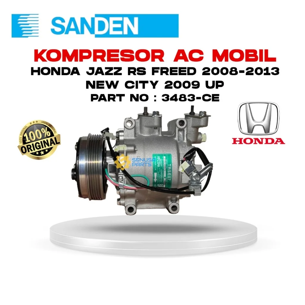 Kompresor Honda Jazz RS Freed 2008-2013 New City 2009 UP Compressor Asli Sanden Original 3483-CE